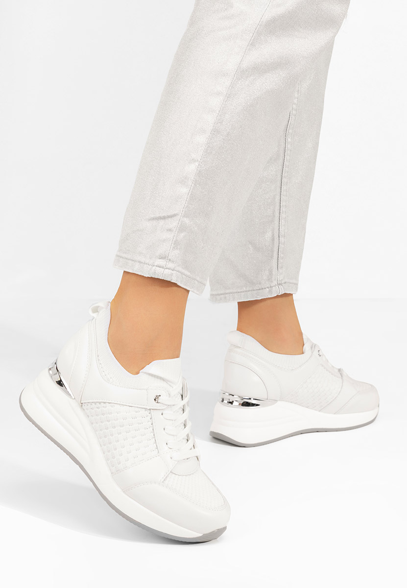 Białe sneakersy na koturnie Ellsa V2