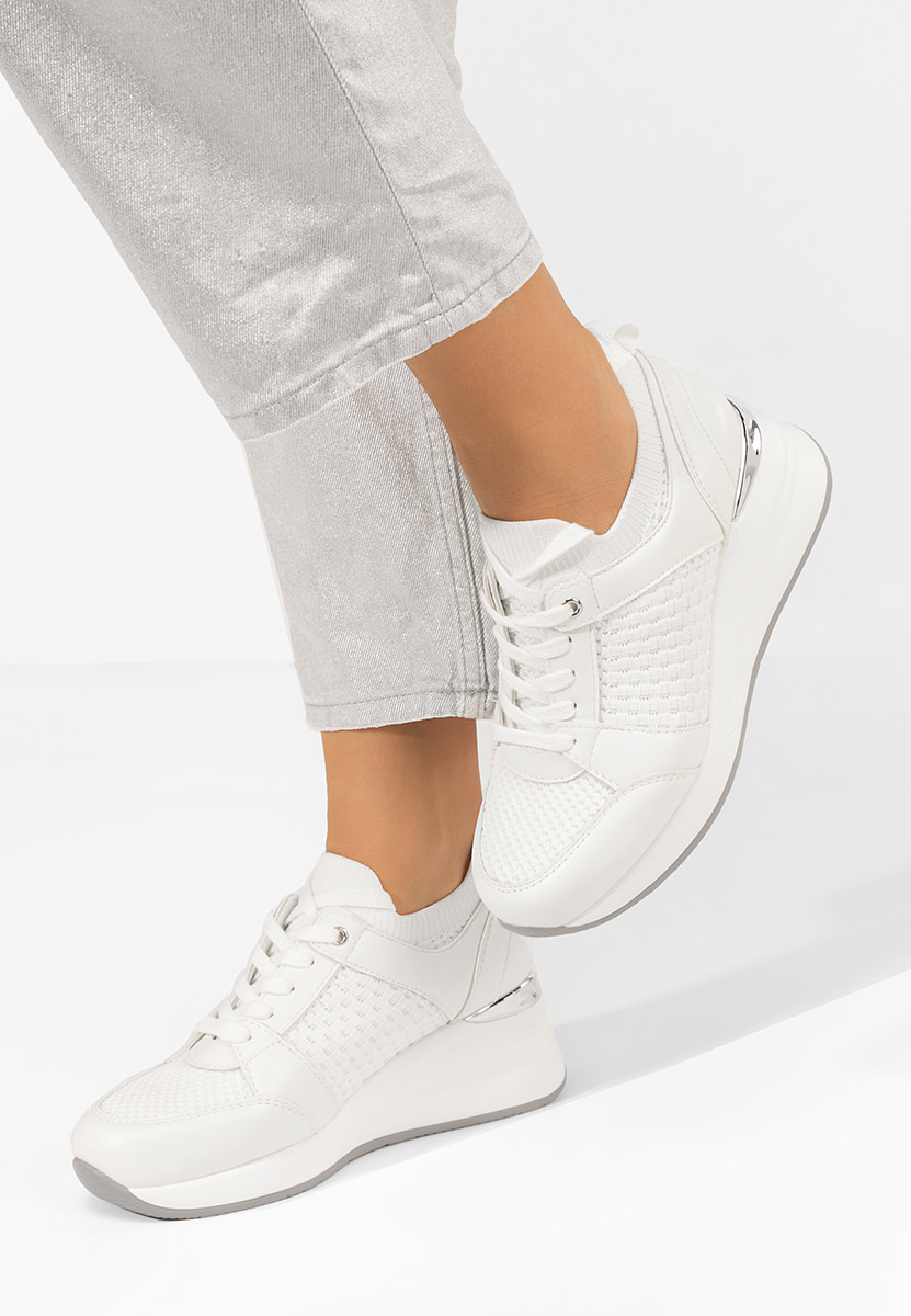 Białe sneakersy na koturnie Ellsa V2