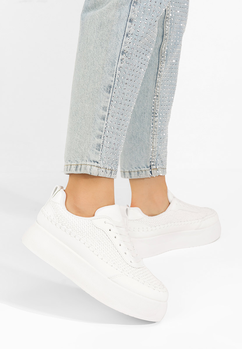 Białe sneakersy na koturnie Cecila
