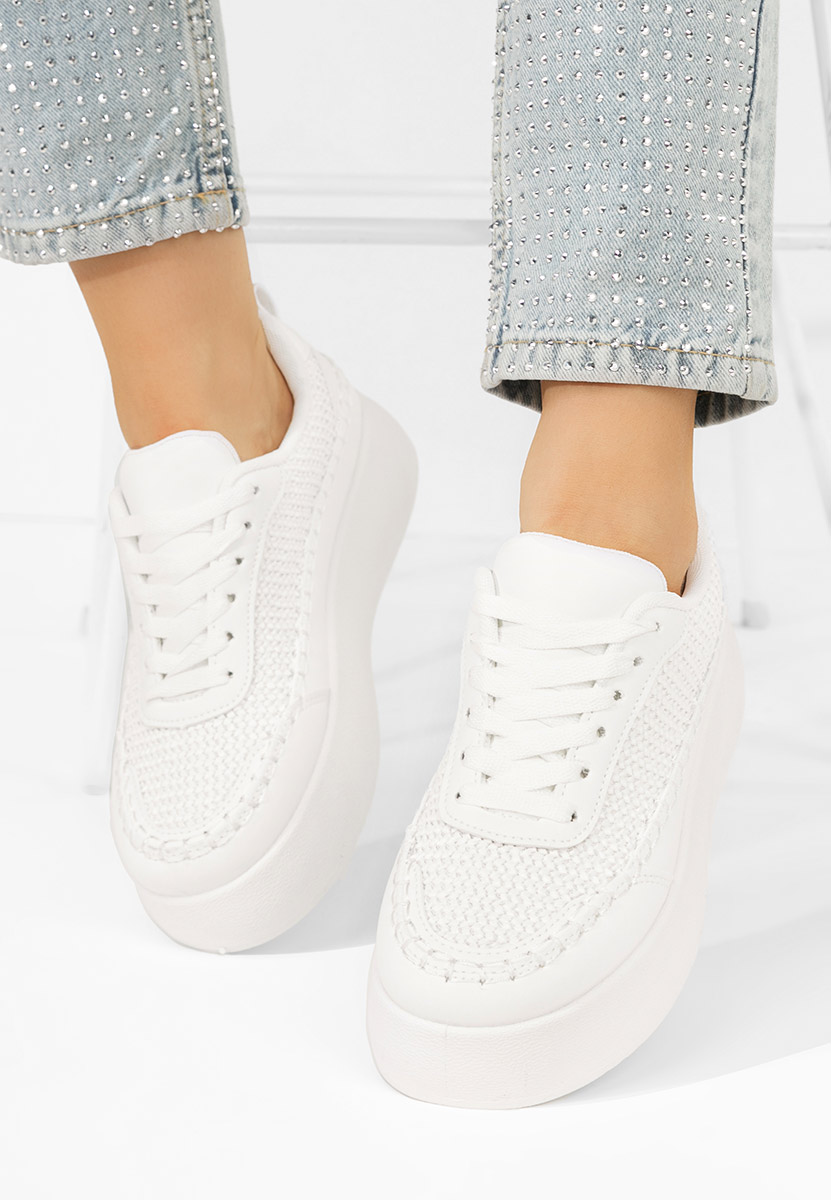 Białe sneakersy na koturnie Cecila