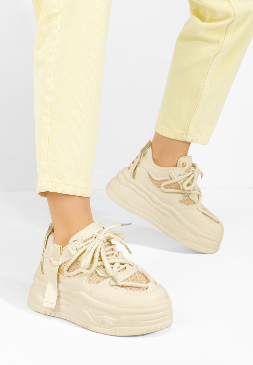 Beżowe sneakersy na platformie Shirleen