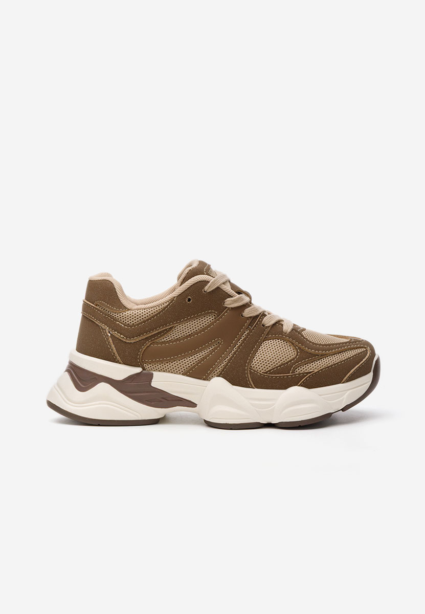 Brązowe sneakersy na koturnie Barenice