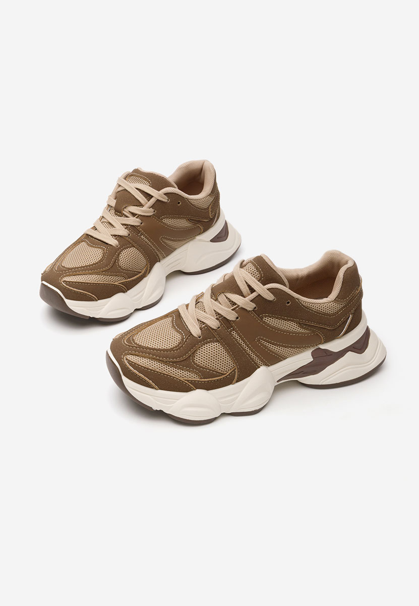 Brązowe sneakersy na koturnie Barenice
