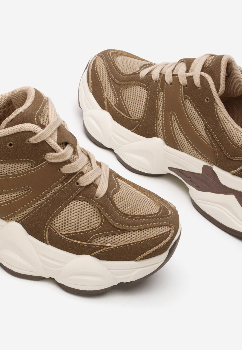 Brązowe sneakersy na koturnie Barenice