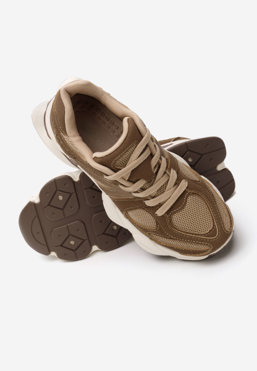 Brązowe sneakersy na koturnie Barenice
