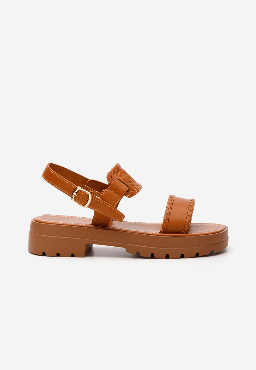 Camelowe sandały damskie płaskie Loryanna