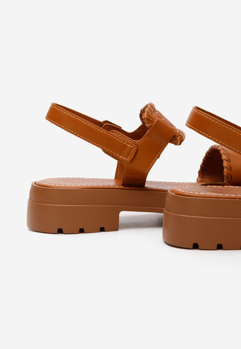 Camelowe sandały damskie płaskie Loryanna