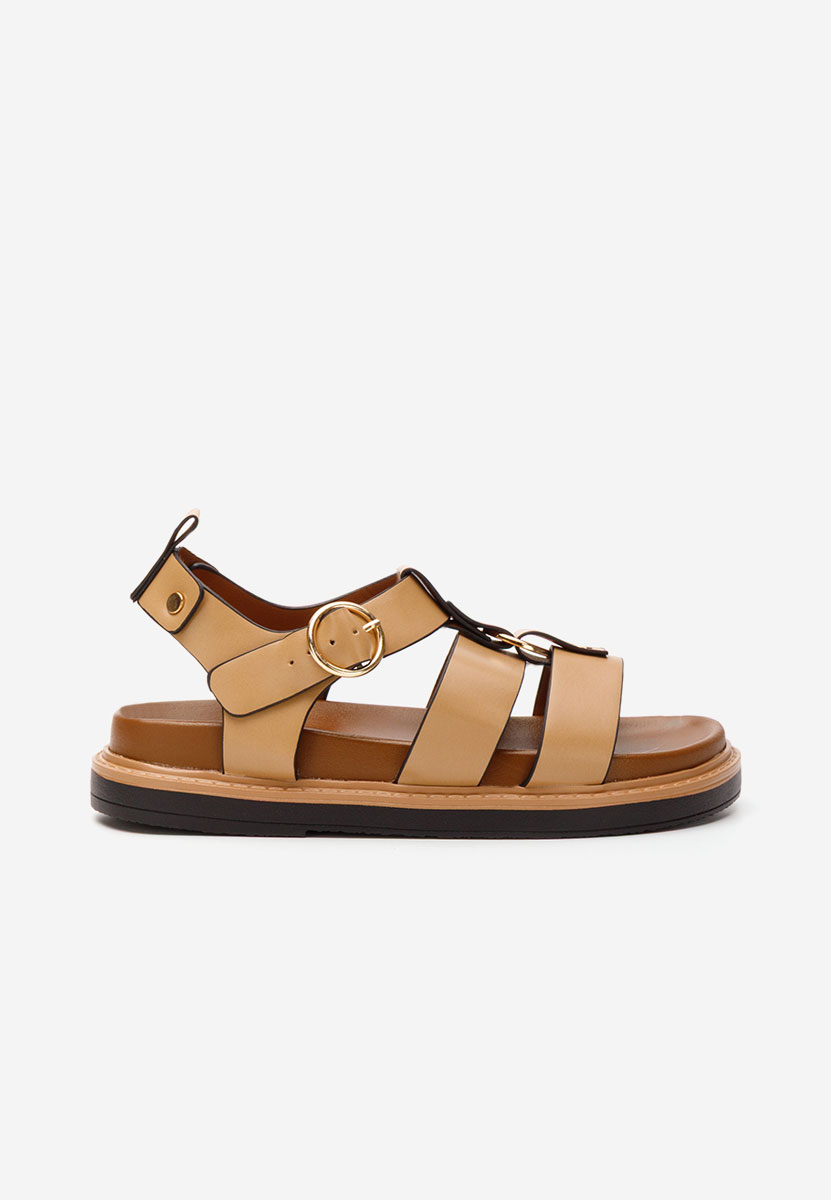 Khaki sandały damskie płaskie Lindsaya