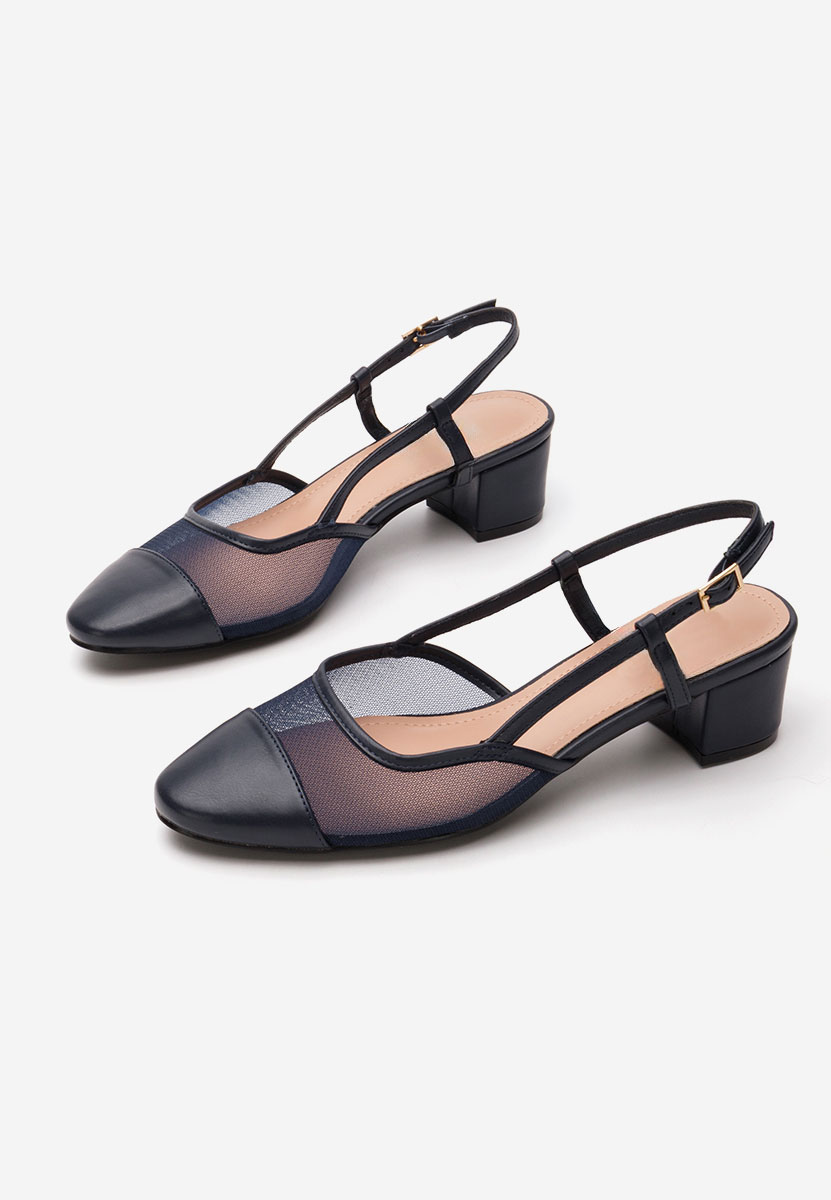 Granatowe czółenka na słupku Velva