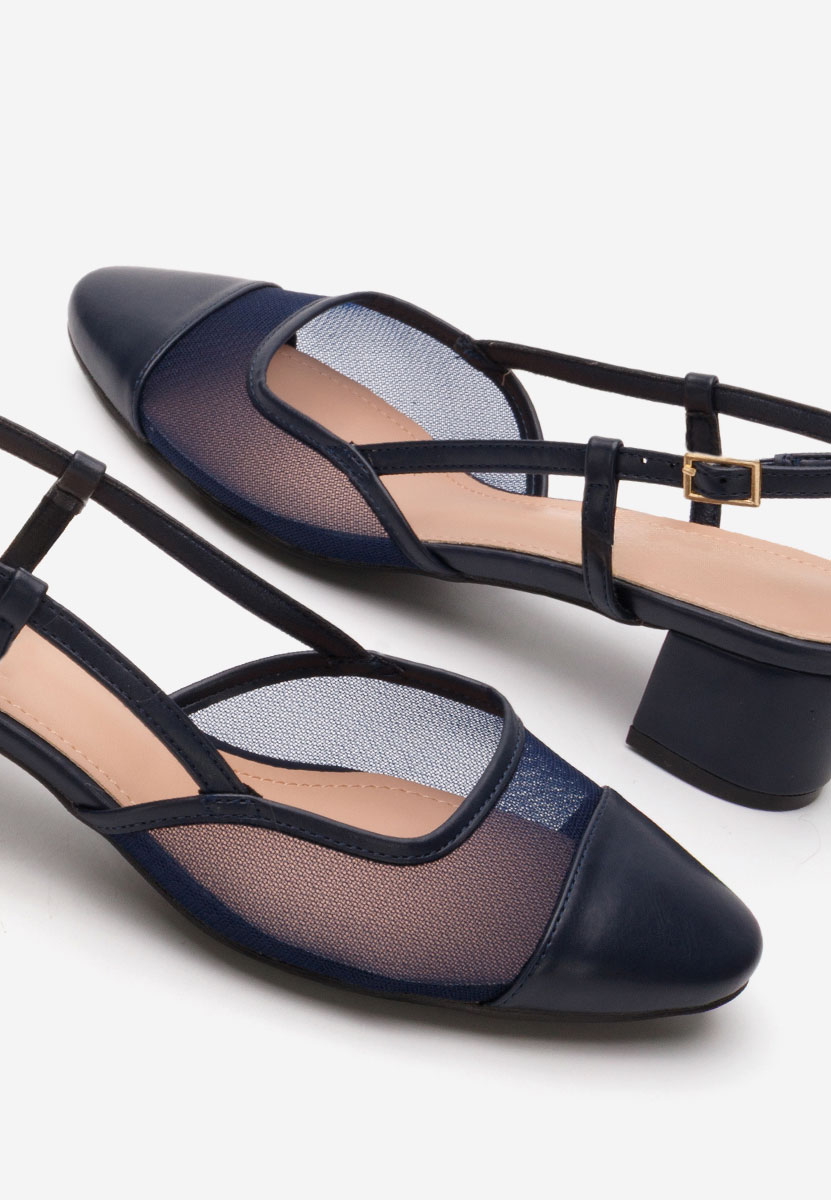 Granatowe czółenka na słupku Velva