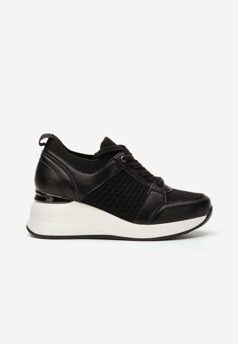Czarne sneakersy na koturnie Ellsa