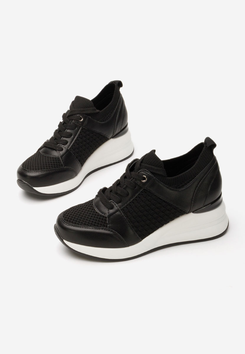 Czarne sneakersy na koturnie Ellsa