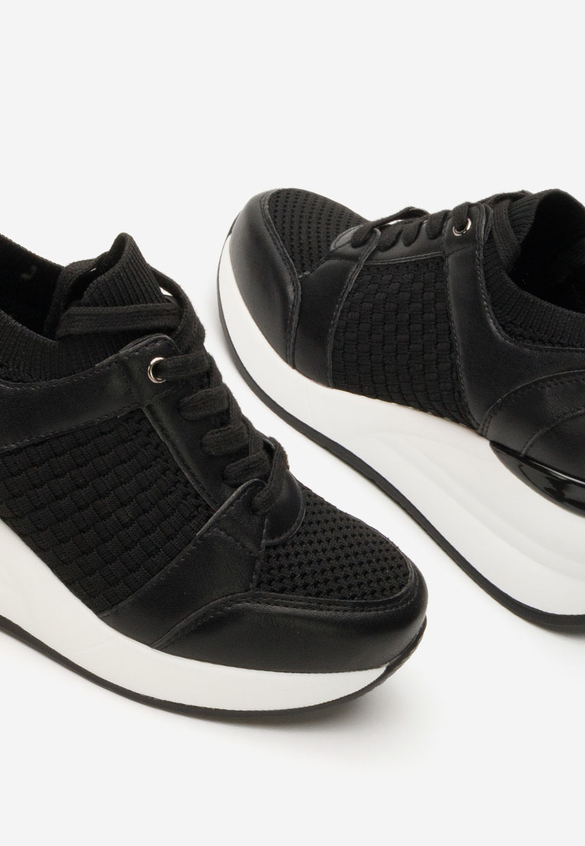 Czarne sneakersy na koturnie Ellsa