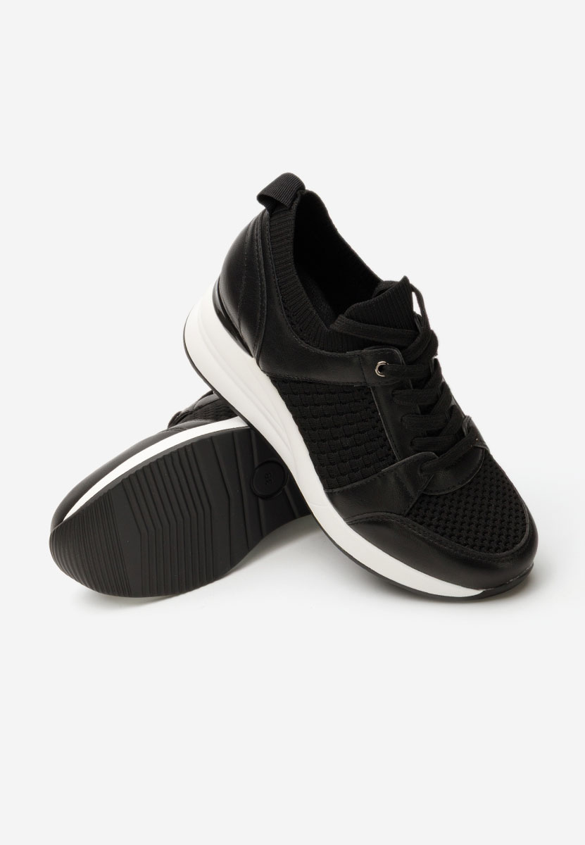 Czarne sneakersy na koturnie Ellsa