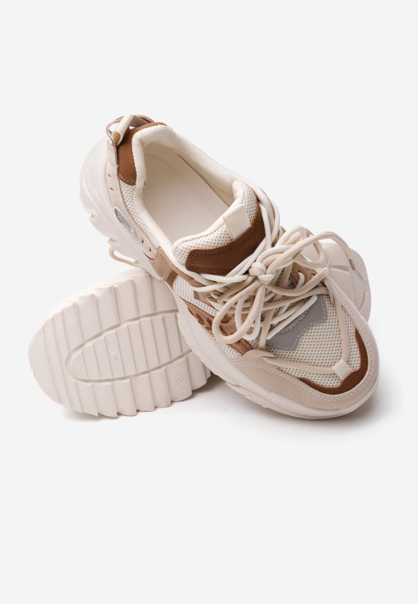 Beżowe sneakersy na koturnie Launa