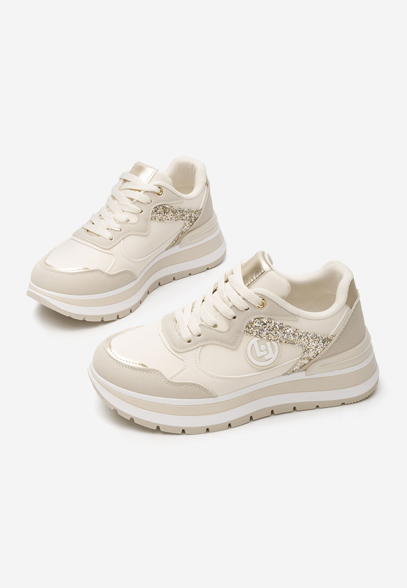 Beżowe sneakersy na platformie Nohemi
