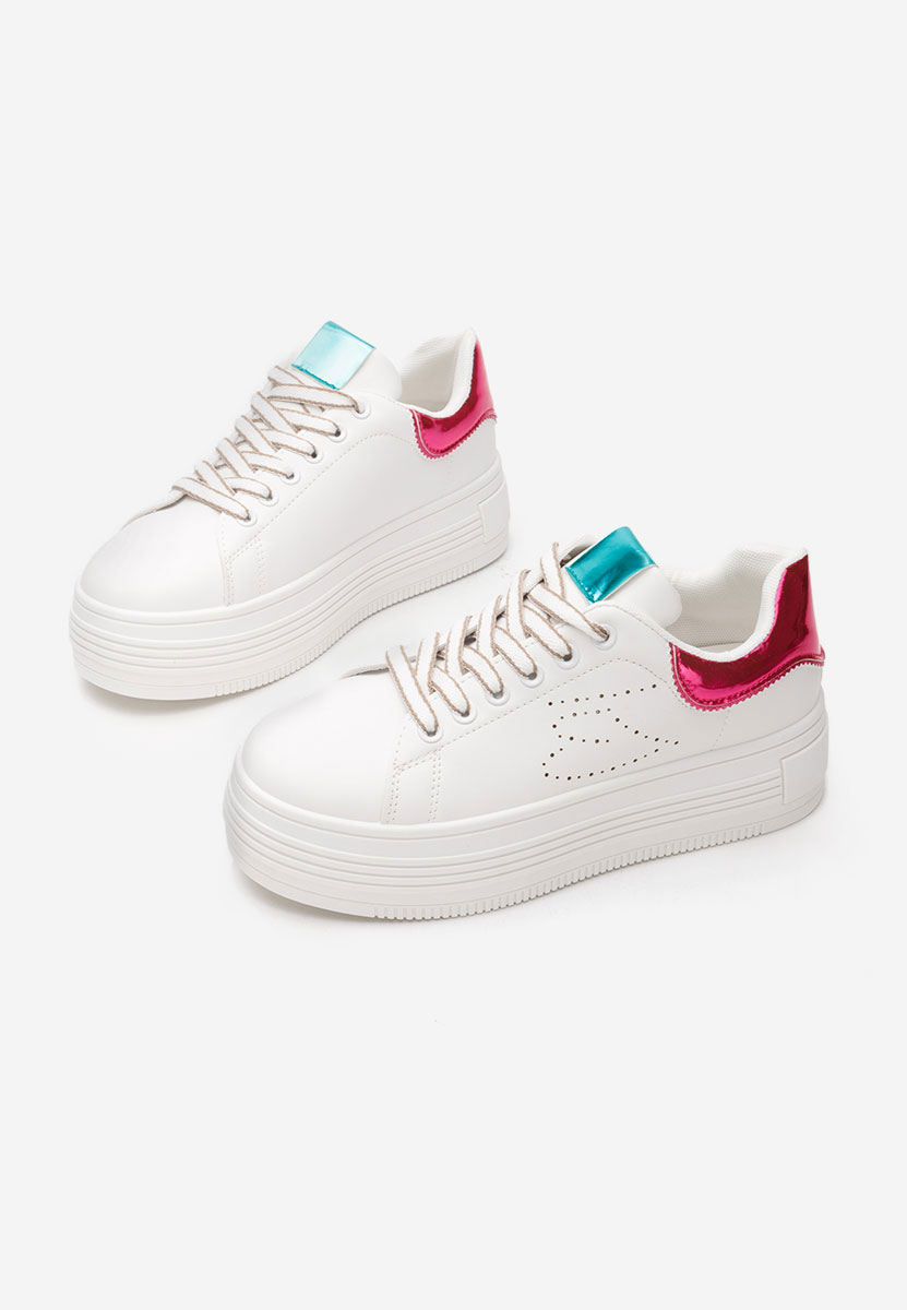 Białe sneakersy na koturnie Sellena
