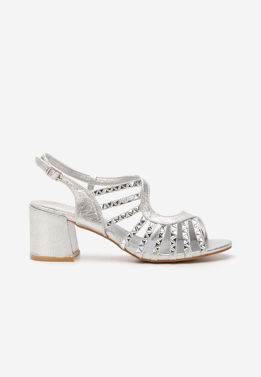 Srebrne sandały na słupku Margarita