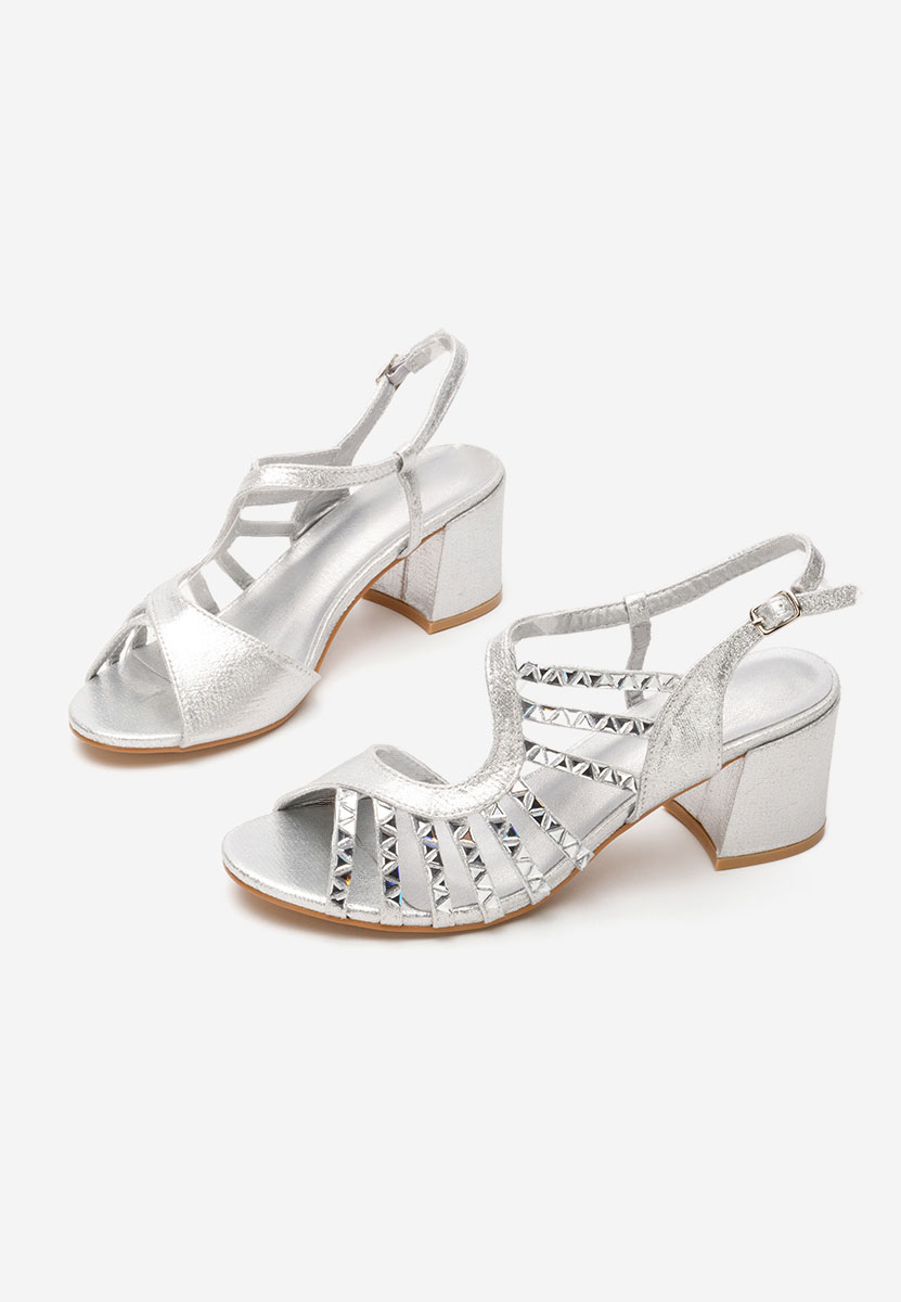 Srebrne sandały na słupku Margarita