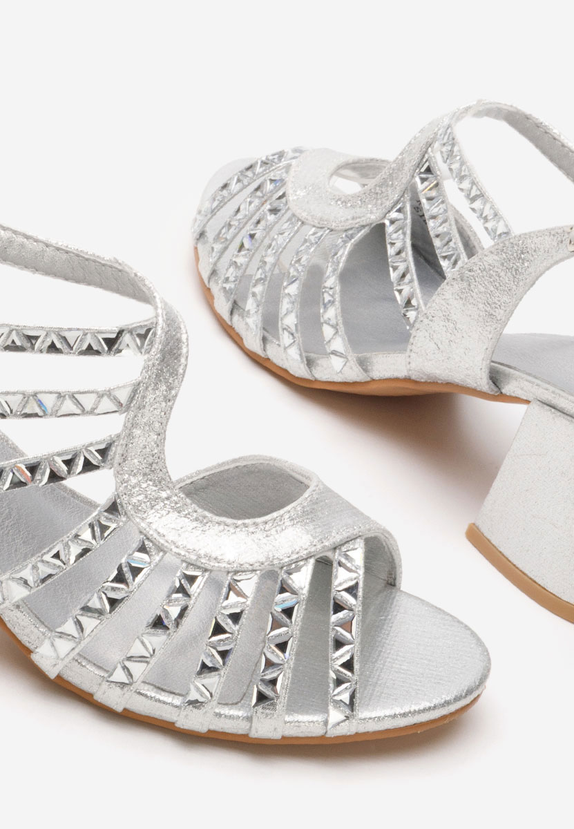 Srebrne sandały na słupku Margarita