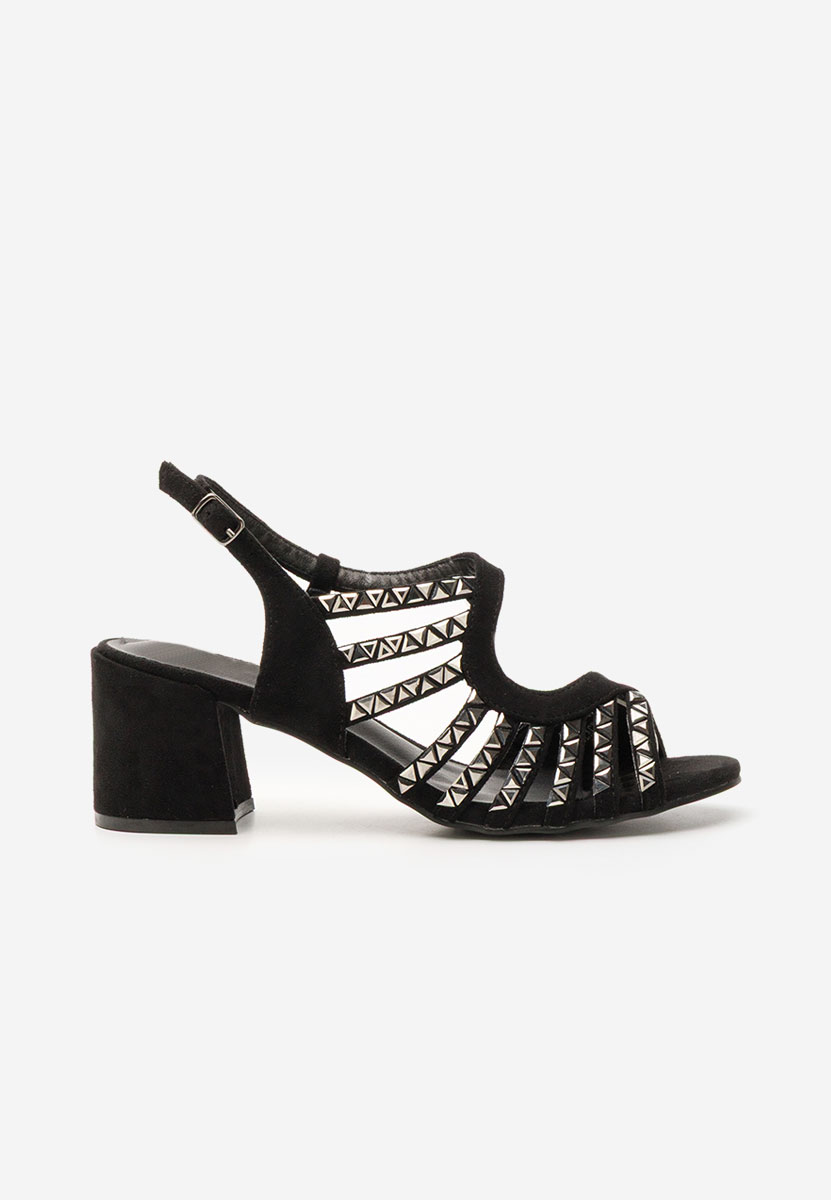 Czarne sandały na słupku Margarita