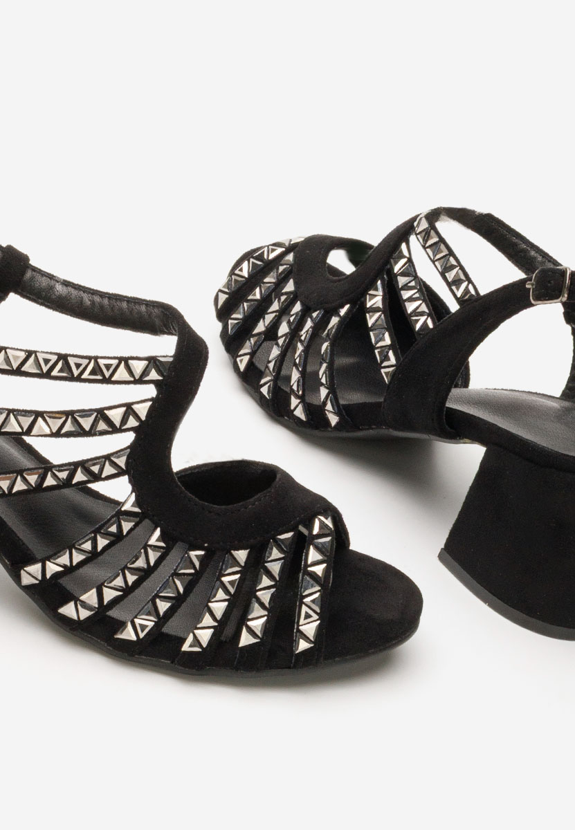 Czarne sandały na słupku Margarita