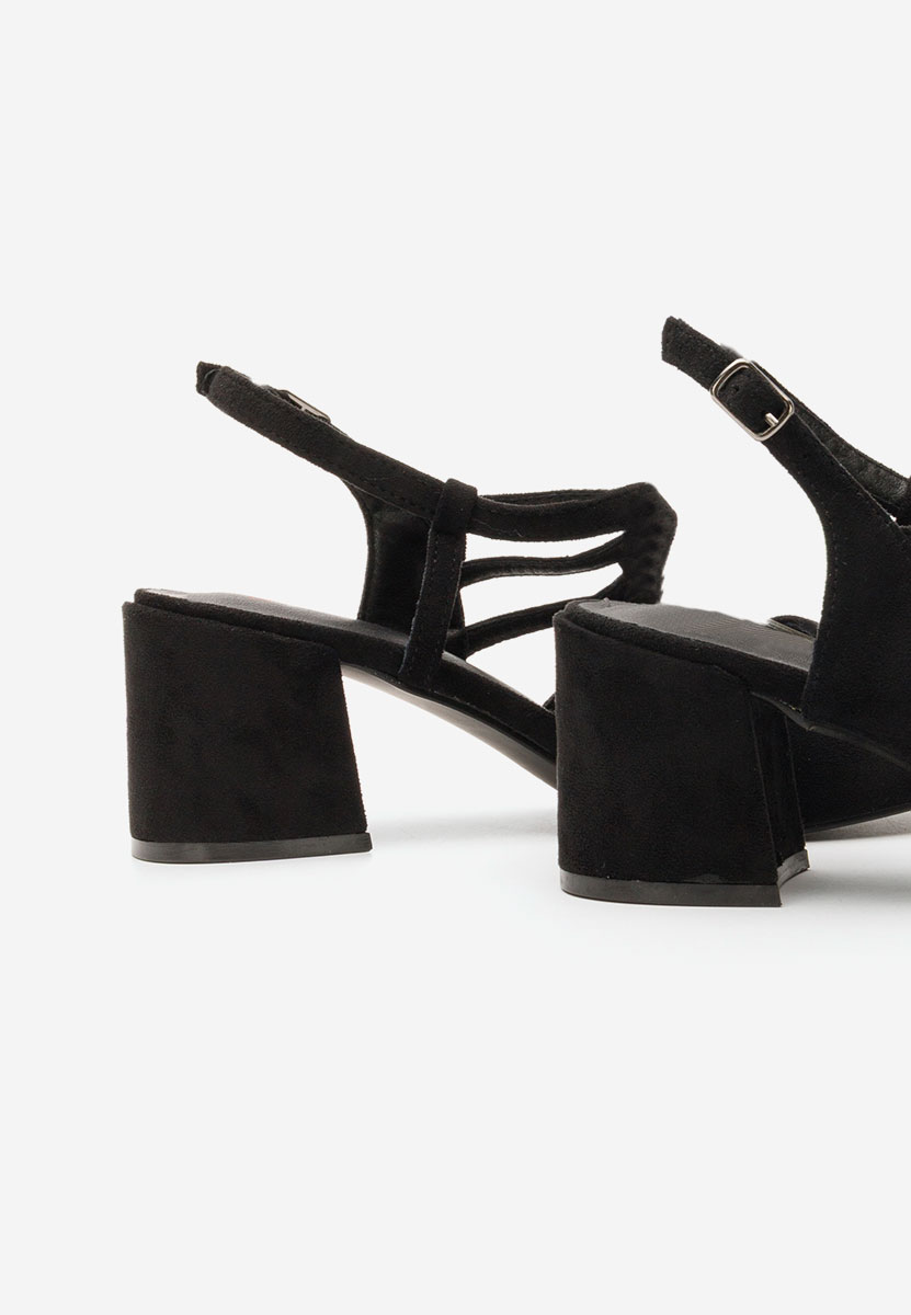 Czarne sandały na słupku Margarita