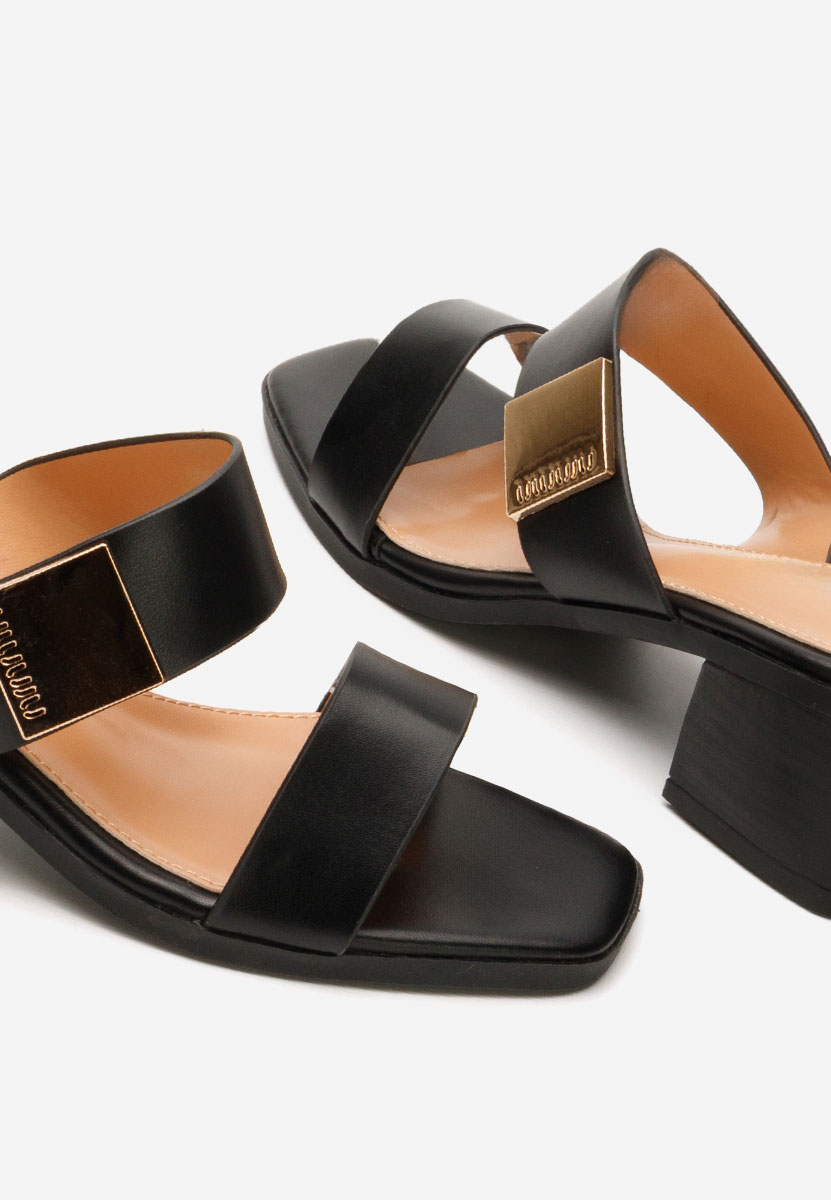 Czarne klapki na obcasie Hershel