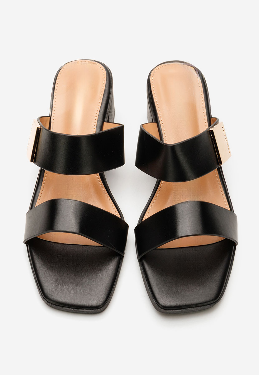 Czarne klapki na obcasie Hershel