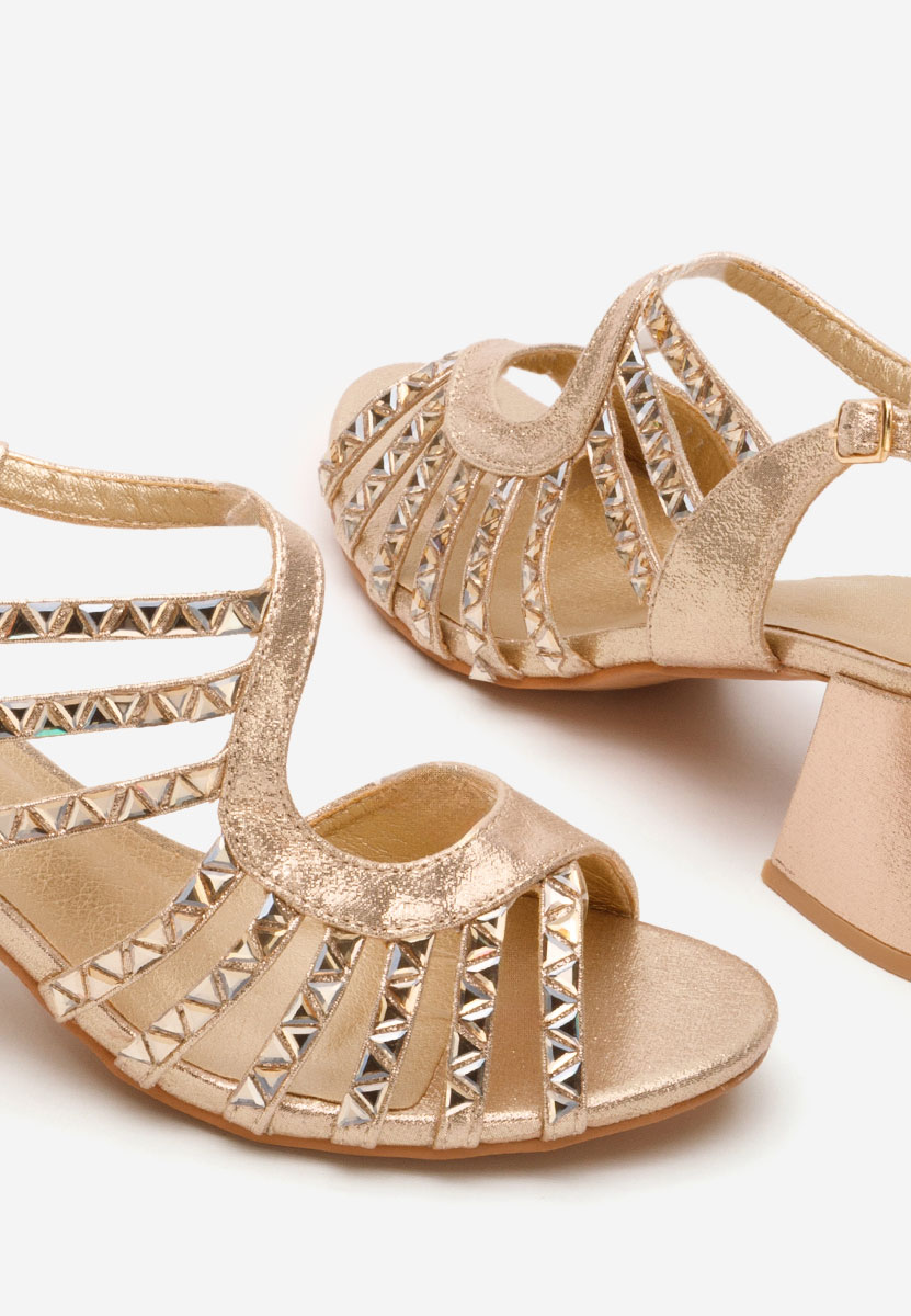 Złote sandały na słupku Margarita