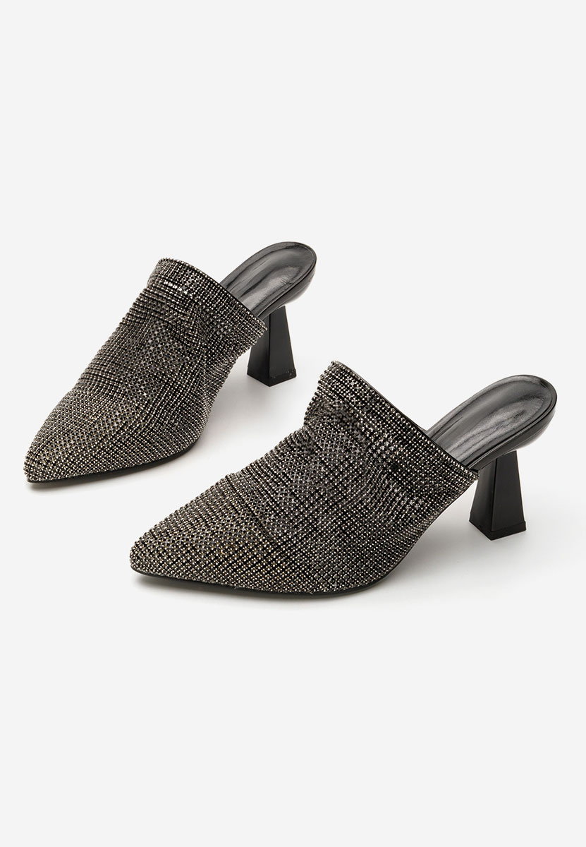 Czarne klapki damskie eleganckie Vanelsa