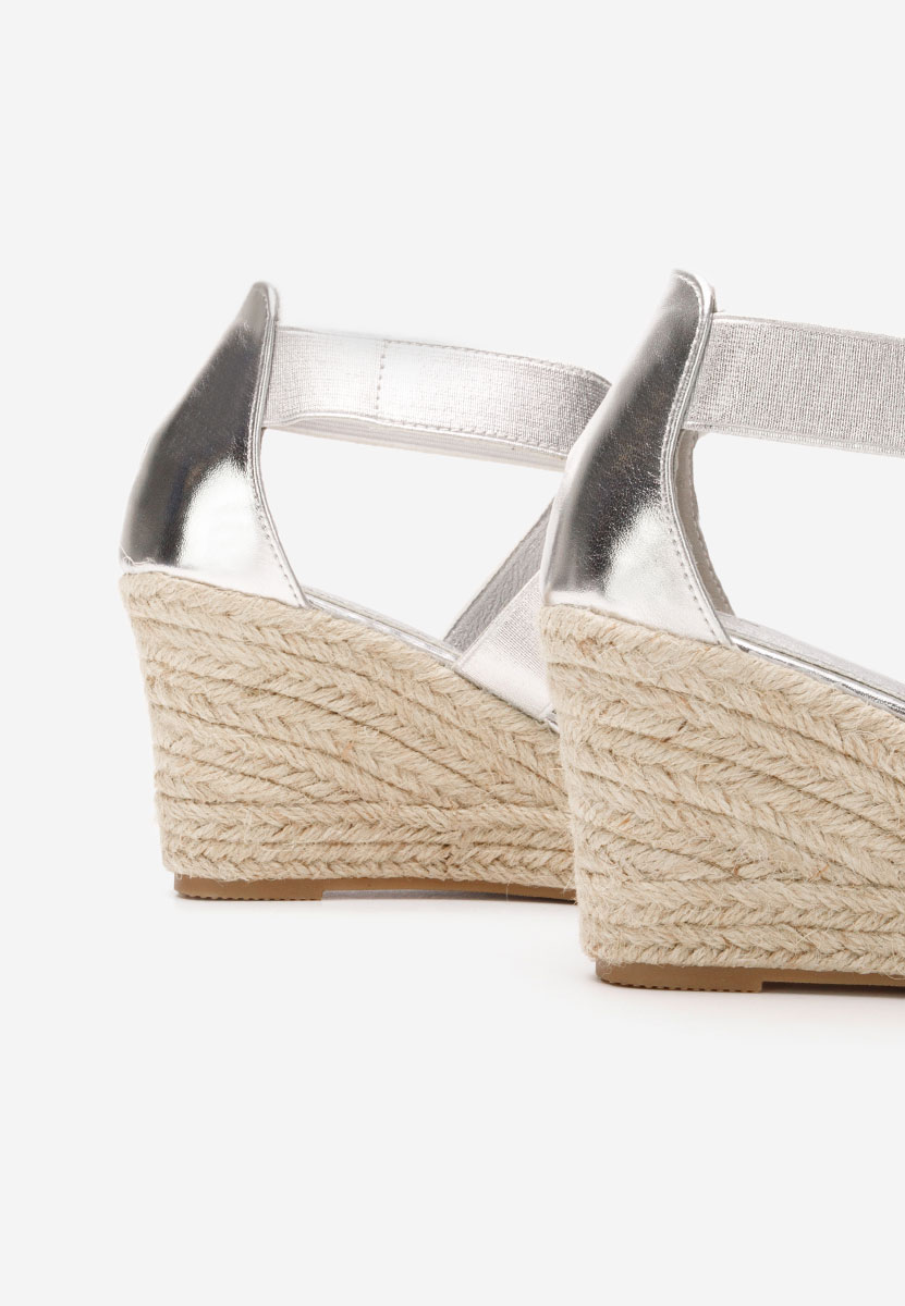 Srebrne sandały na koturnie Rosaria