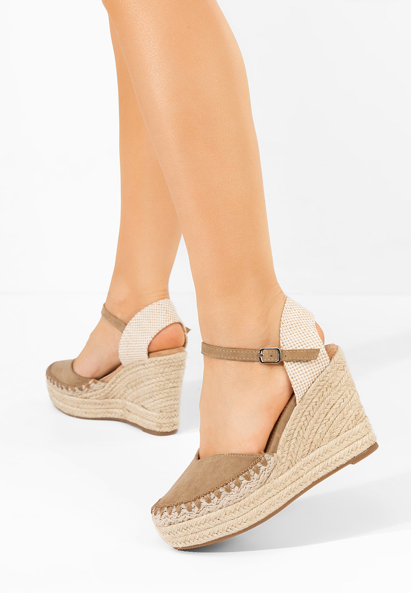Khaki espadryle na koturnie Rayansa