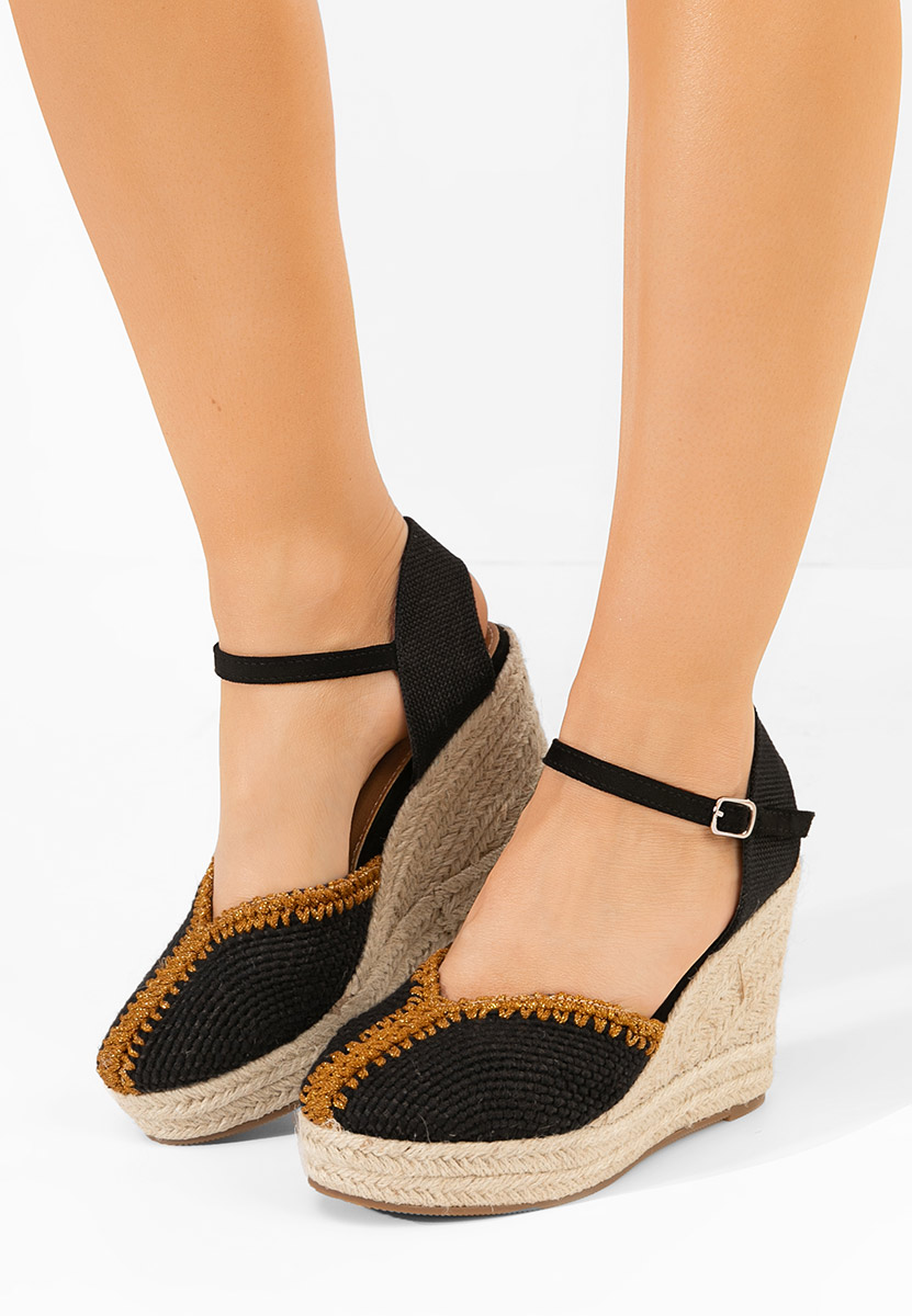 Czarne espadryle na platformie Marrilu
