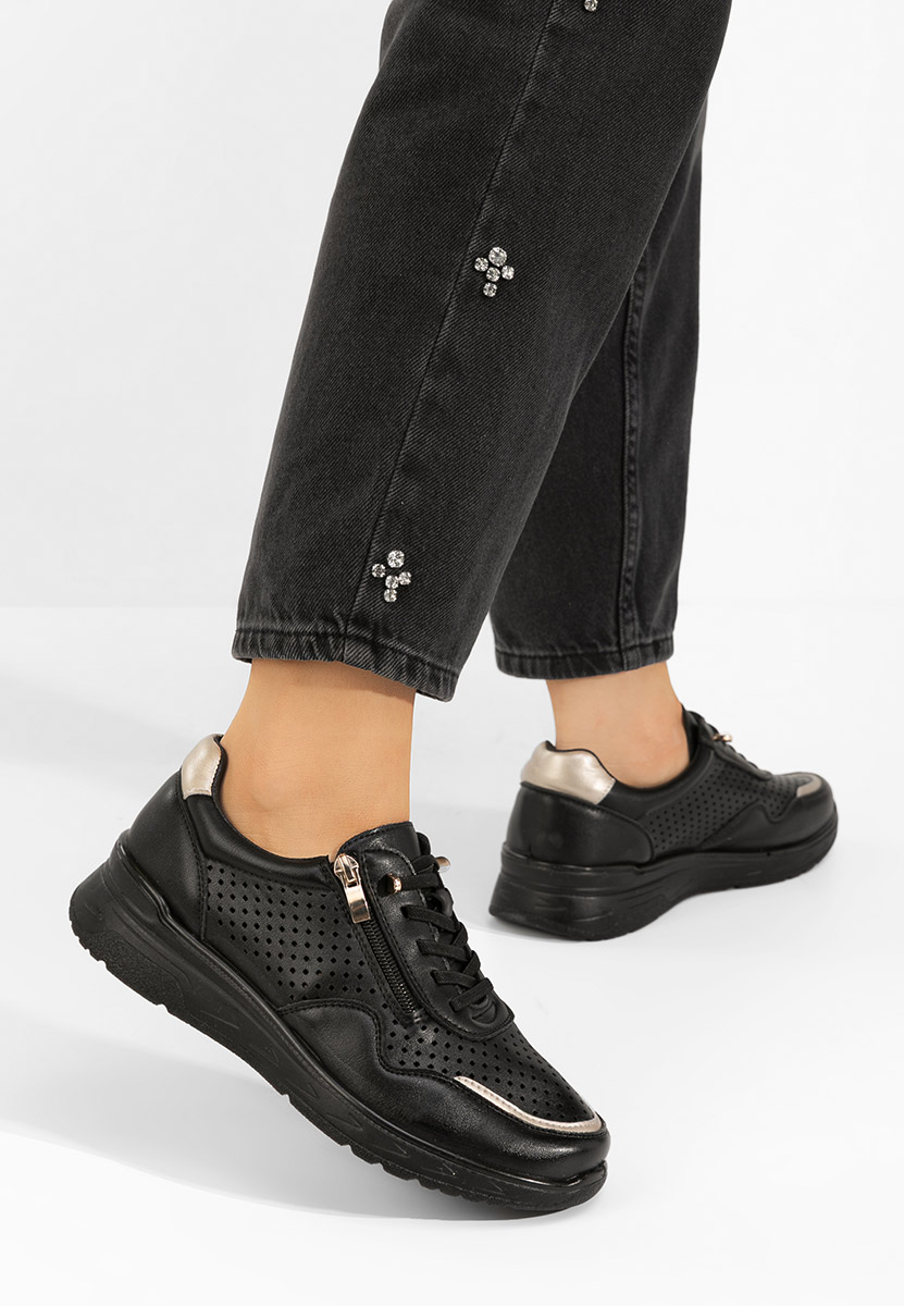 Czarne sneakersy damskie Vernisa