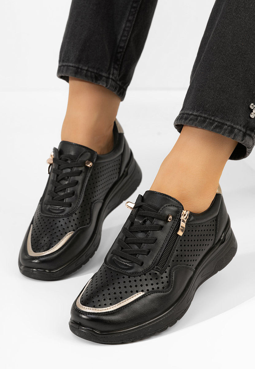 Czarne sneakersy damskie Vernisa