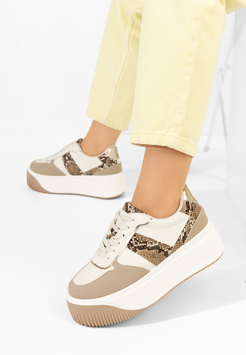 Beżowe sneakersy na platformie Selyana