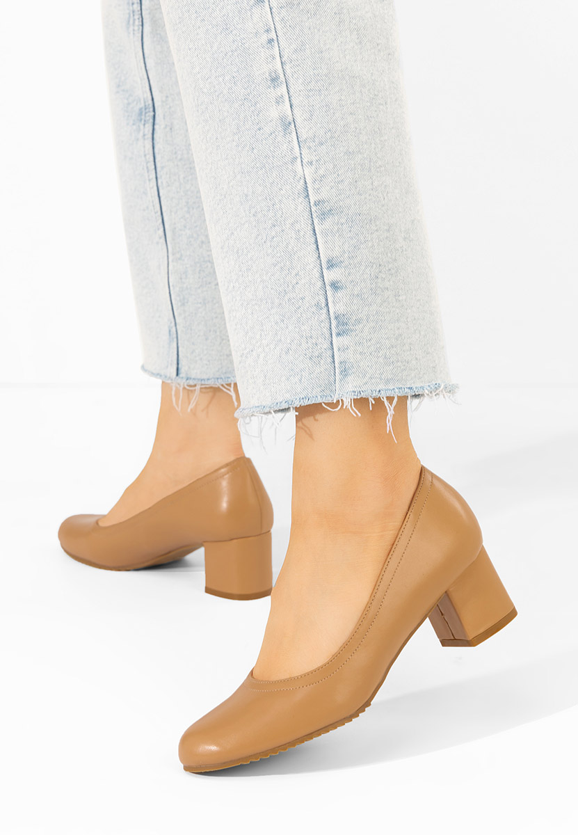 Khaki czółenka na słupku Zinia