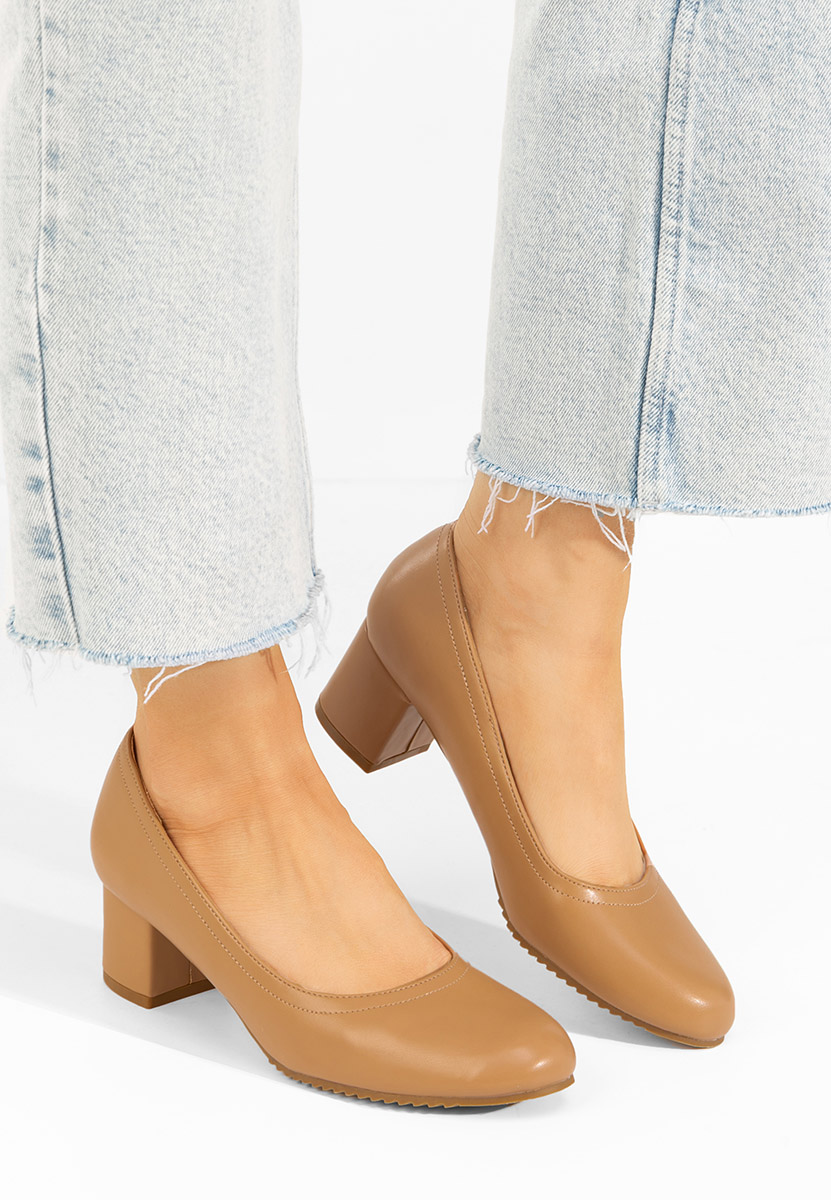 Khaki czółenka na słupku Zinia