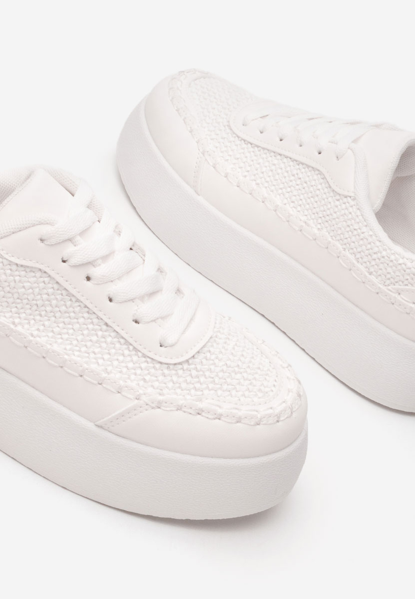 Białe sneakersy na koturnie Cecila