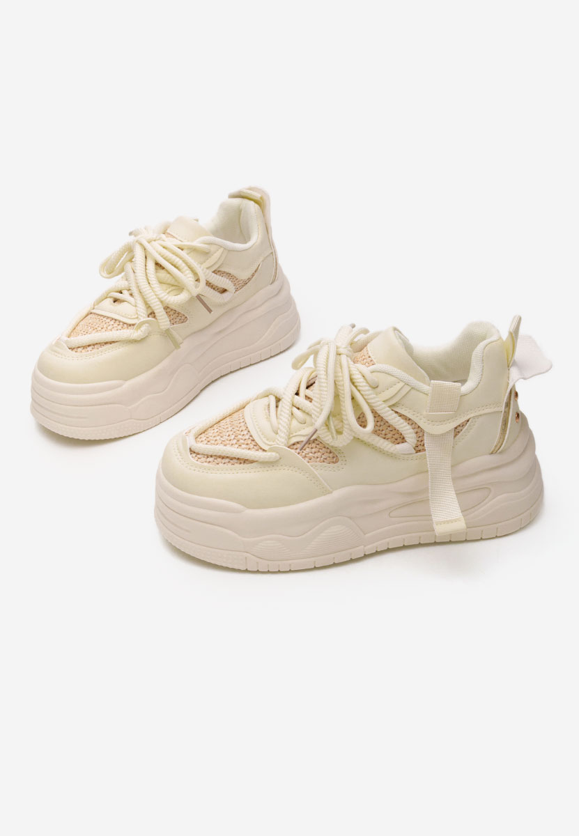 Beżowe sneakersy na platformie Shirleen