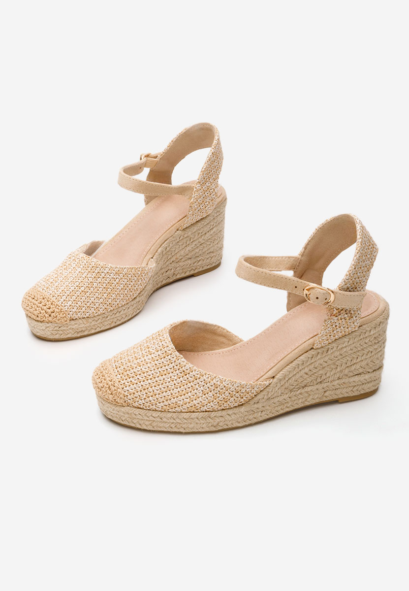 Khaki espadryle na koturnie Paty