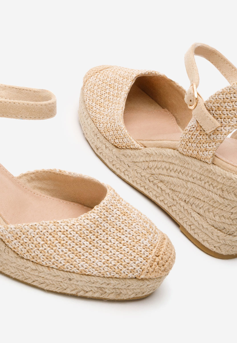 Khaki espadryle na koturnie Paty