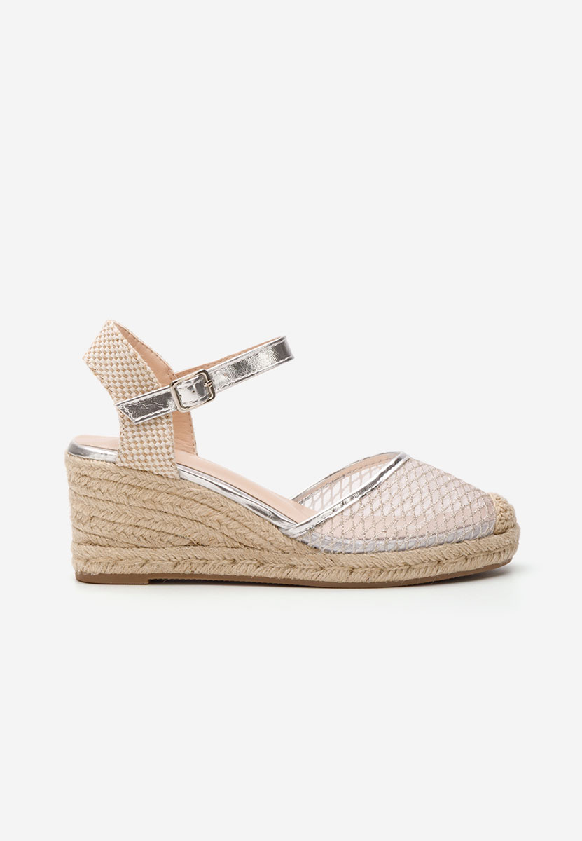 Srebrne espadryle na koturnie Shellyana