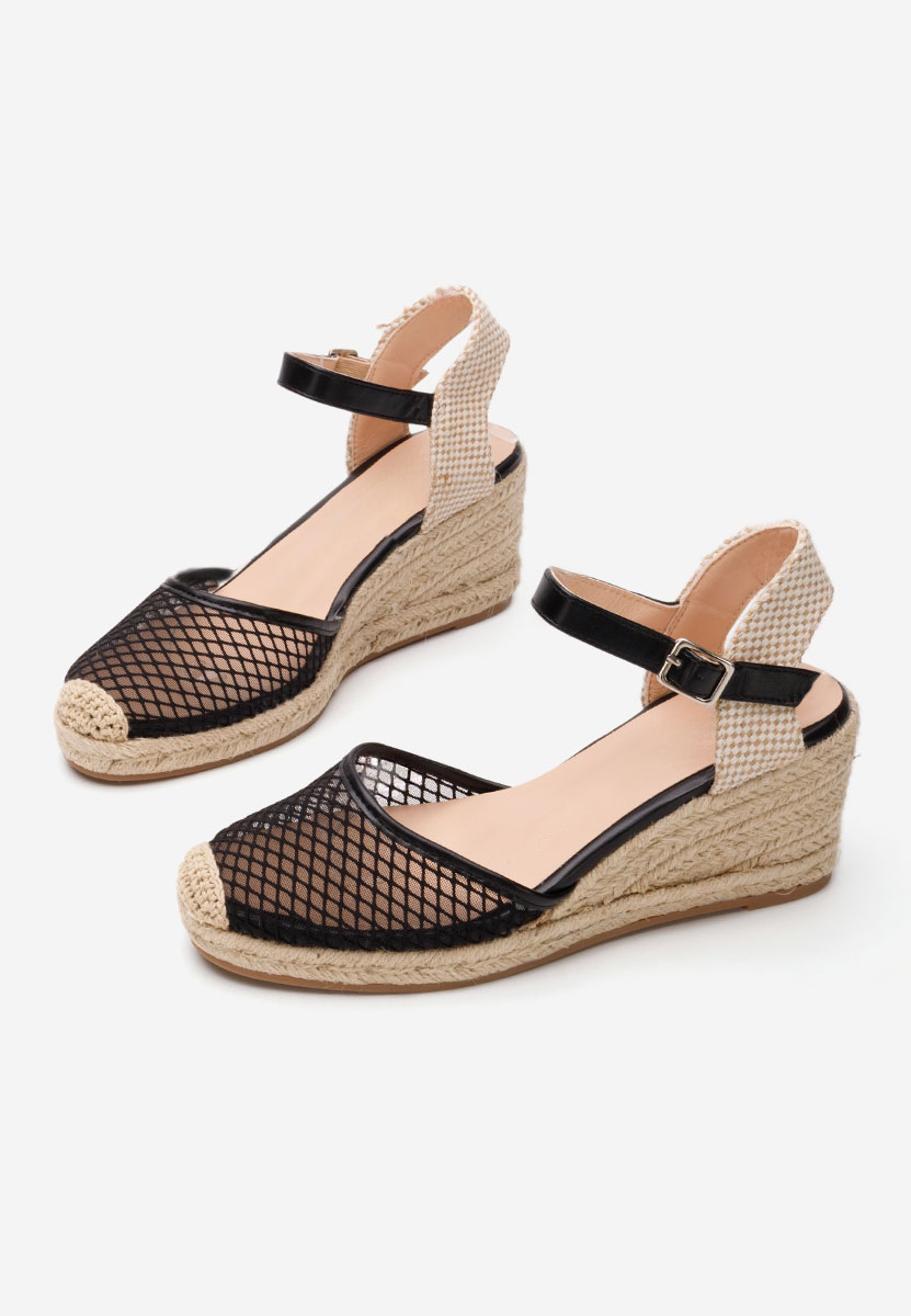 Czarne espadryle na koturnie Shellyana