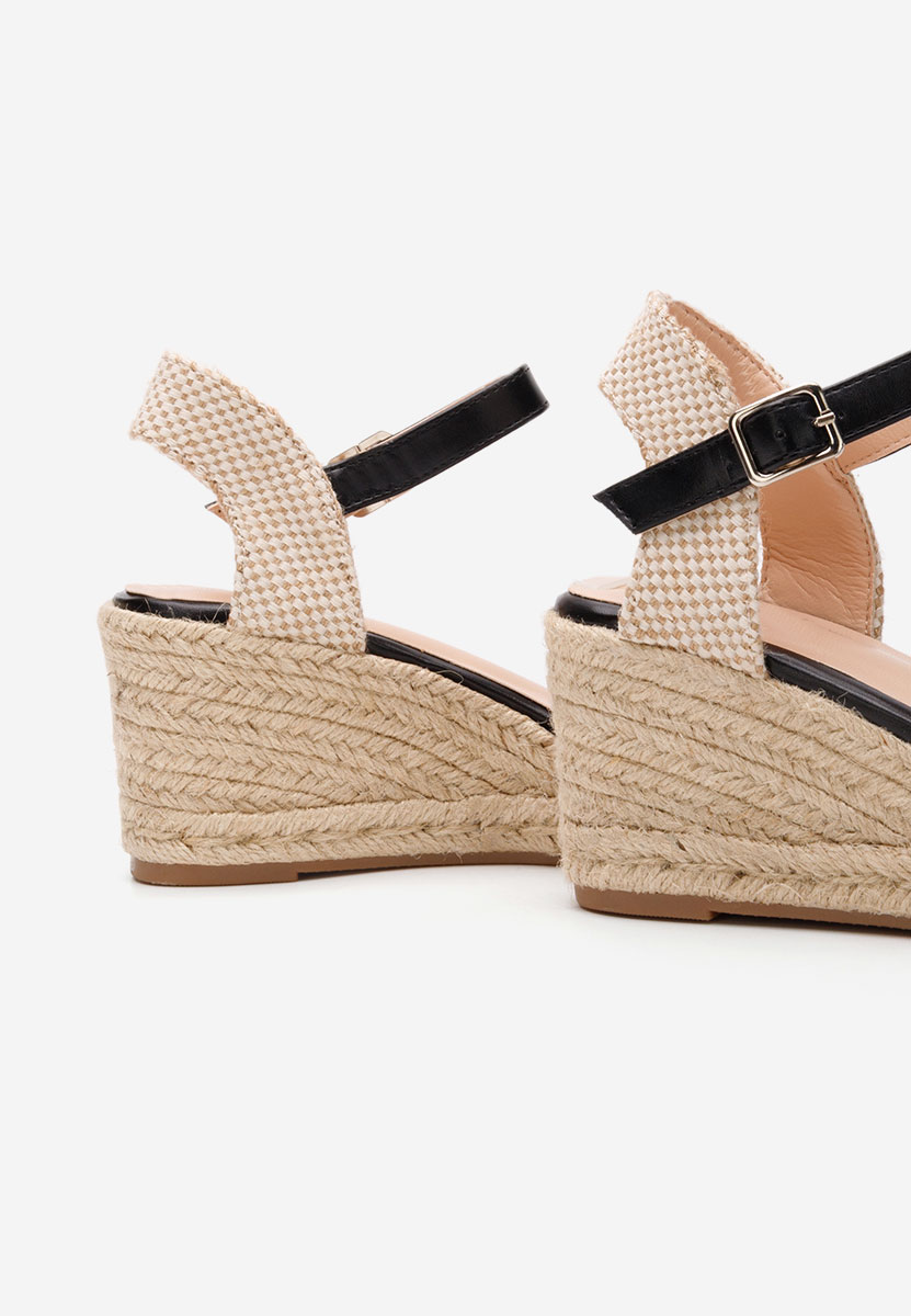 Czarne espadryle na koturnie Shellyana
