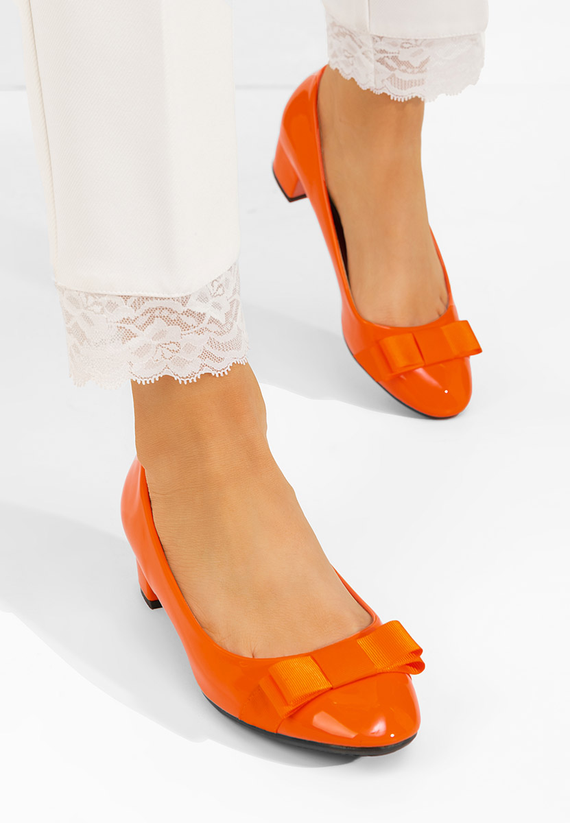 Pomarańczowe czółenka na niskim obcasie Carasca V3