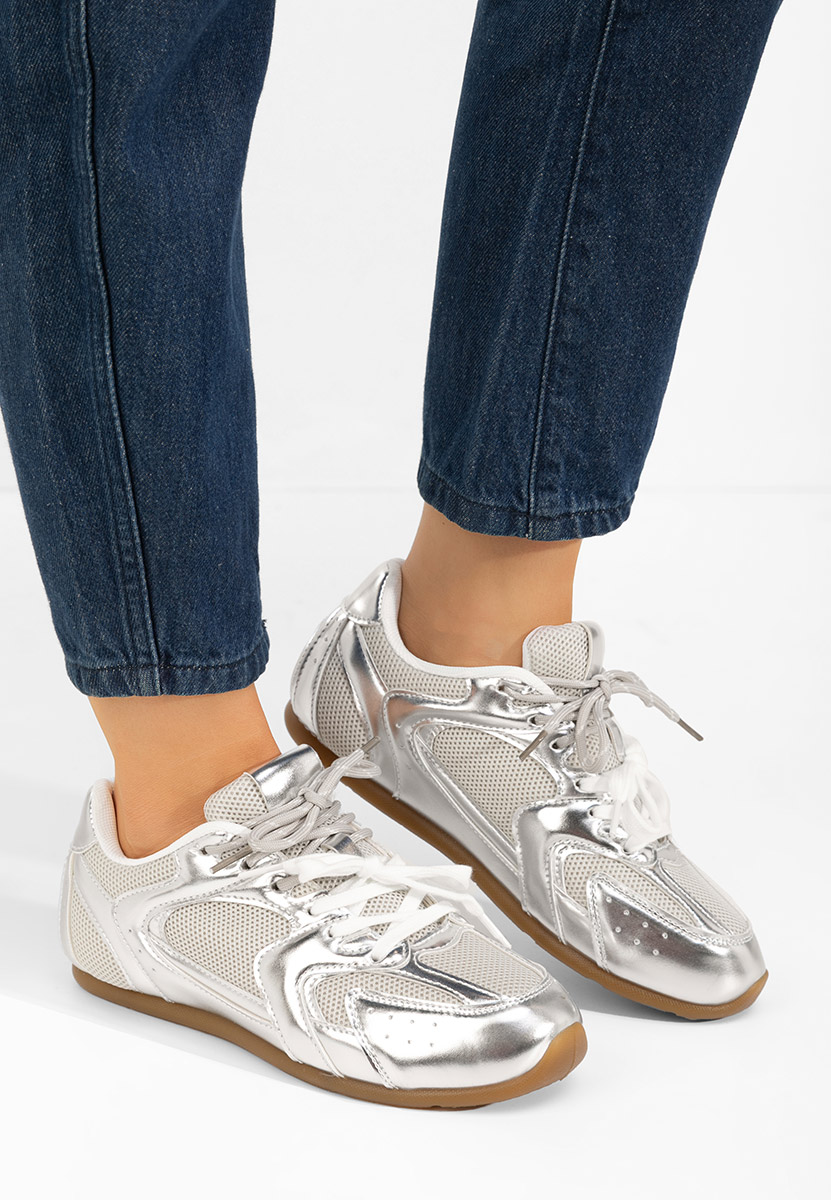 Srebrne sneakersy damskie Lynesa