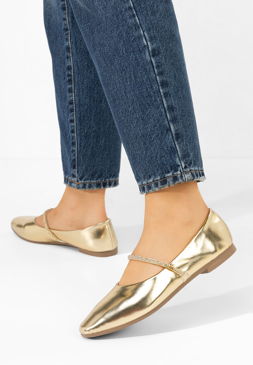 Złote eleganckie baleriny Aglaia