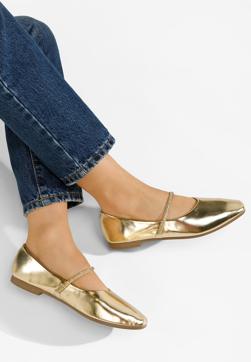 Złote eleganckie baleriny Aglaia